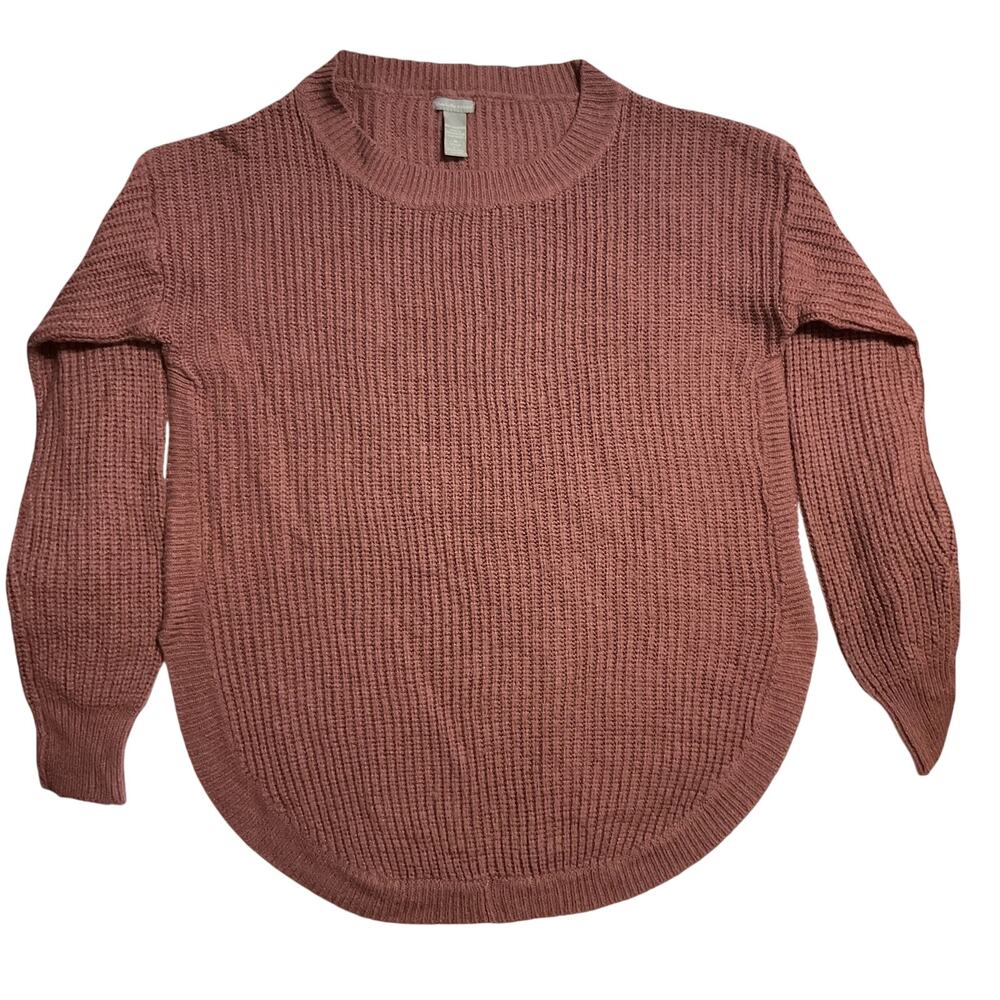 Charlotte Russe Women Sweatshirt Size M Mauve Brown Long Sleeve Crew Neck Knit